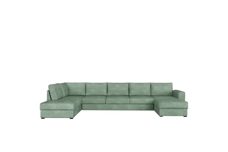 Taberk Bäddsoffa med Divan och Schäslong 5-sits i Bouclé - Grön - Möbler - Vardagsrum - Bäddsoffor - U bäddsoffa