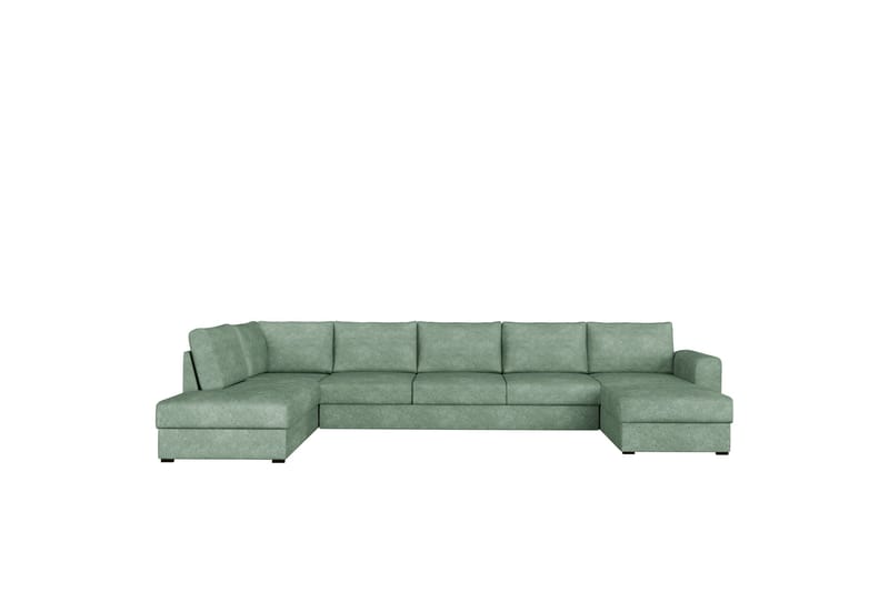 Taberk Bäddsoffa med Divan och Schäslong 5-sits i Bouclé - Grön - Möbler - Vardagsrum - Bäddsoffor - U bäddsoffa