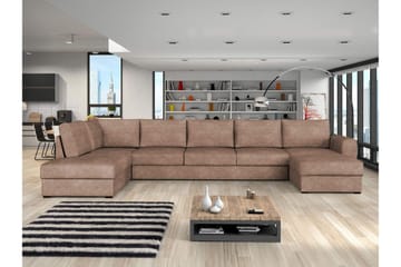 Taberk Bäddsoffa med Divan och Schäslong 5-sits i Bouclé - Rosa - Möbler - Vardagsrum - Bäddsoffor - U bäddsoffa