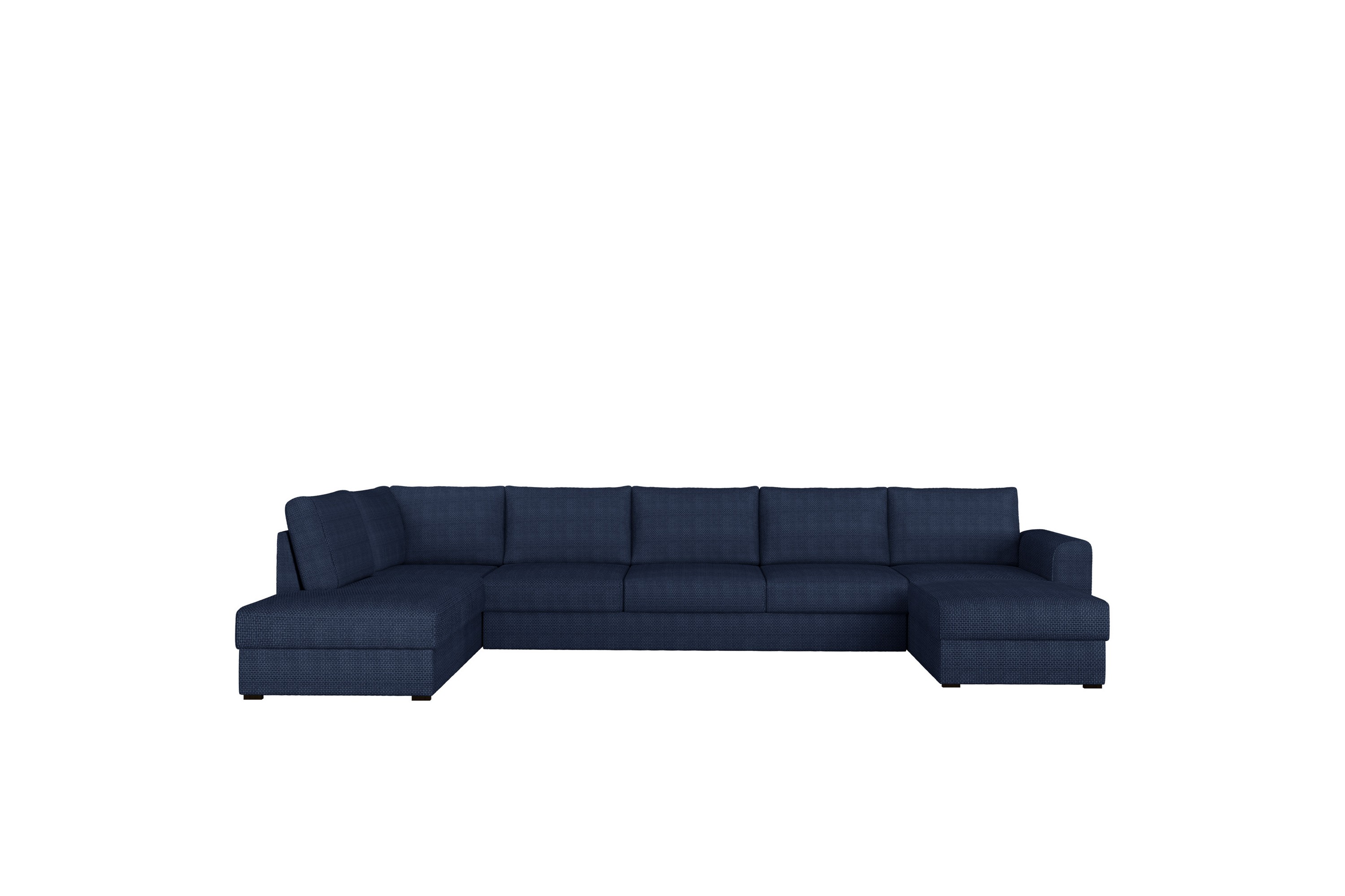 taberk bäddsoffa med divan och schäslong 5-sits i chenille - blå