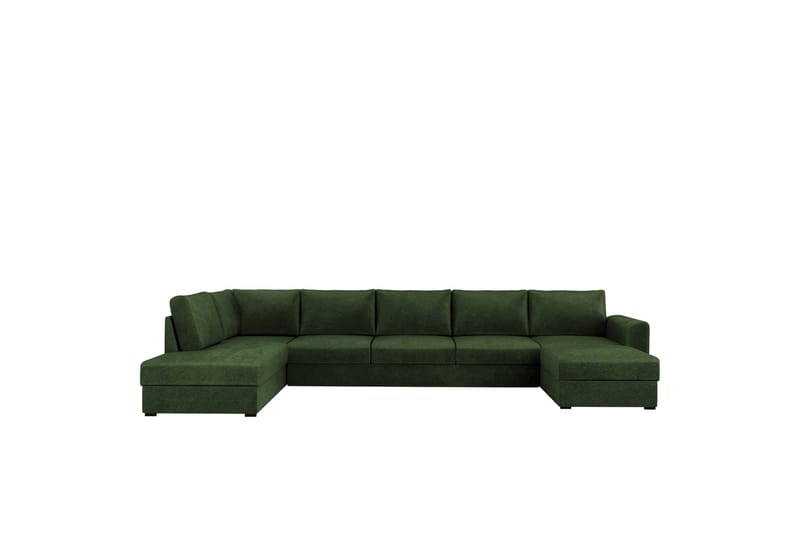 Taberk Bäddsoffa med Divan och Schäslong 5-sits i Chenille - Grön - Möbler - Vardagsrum - Bäddsoffor - U bäddsoffa