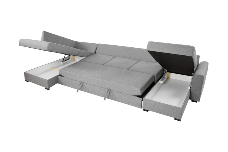 Taberk Bäddsoffa med Divan och Schäslong 5-sits i Chenille - Grön - Möbler - Vardagsrum - Bäddsoffor - U bäddsoffa