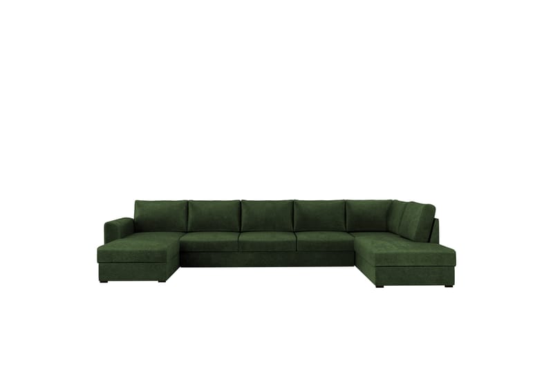 Taberk Bäddsoffa med Divan och Schäslong 5-sits i Chenille - Grön - Möbler - Vardagsrum - Bäddsoffor - U bäddsoffa