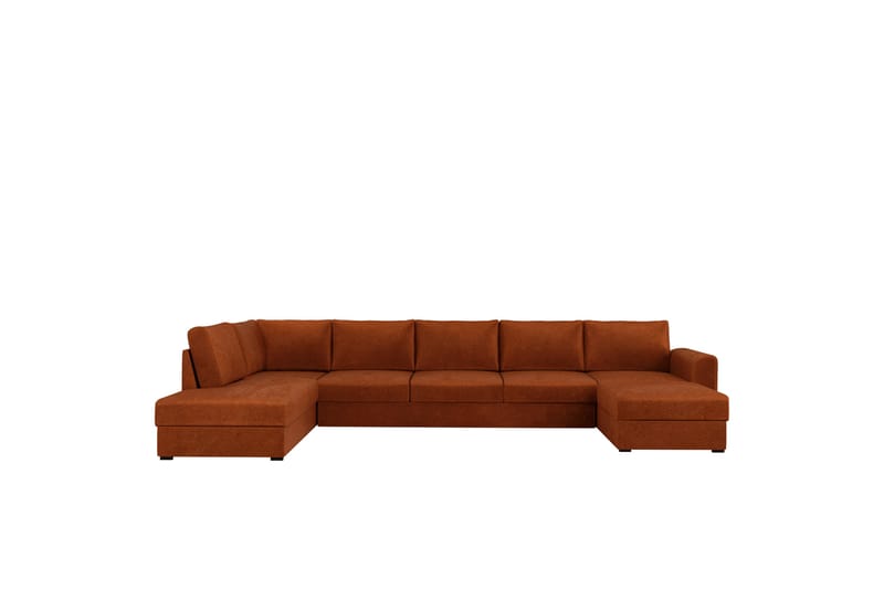 Taberk Bäddsoffa med Divan och Schäslong 5-sits i Chenille - Orange - Möbler - Vardagsrum - Bäddsoffor - U bäddsoffa