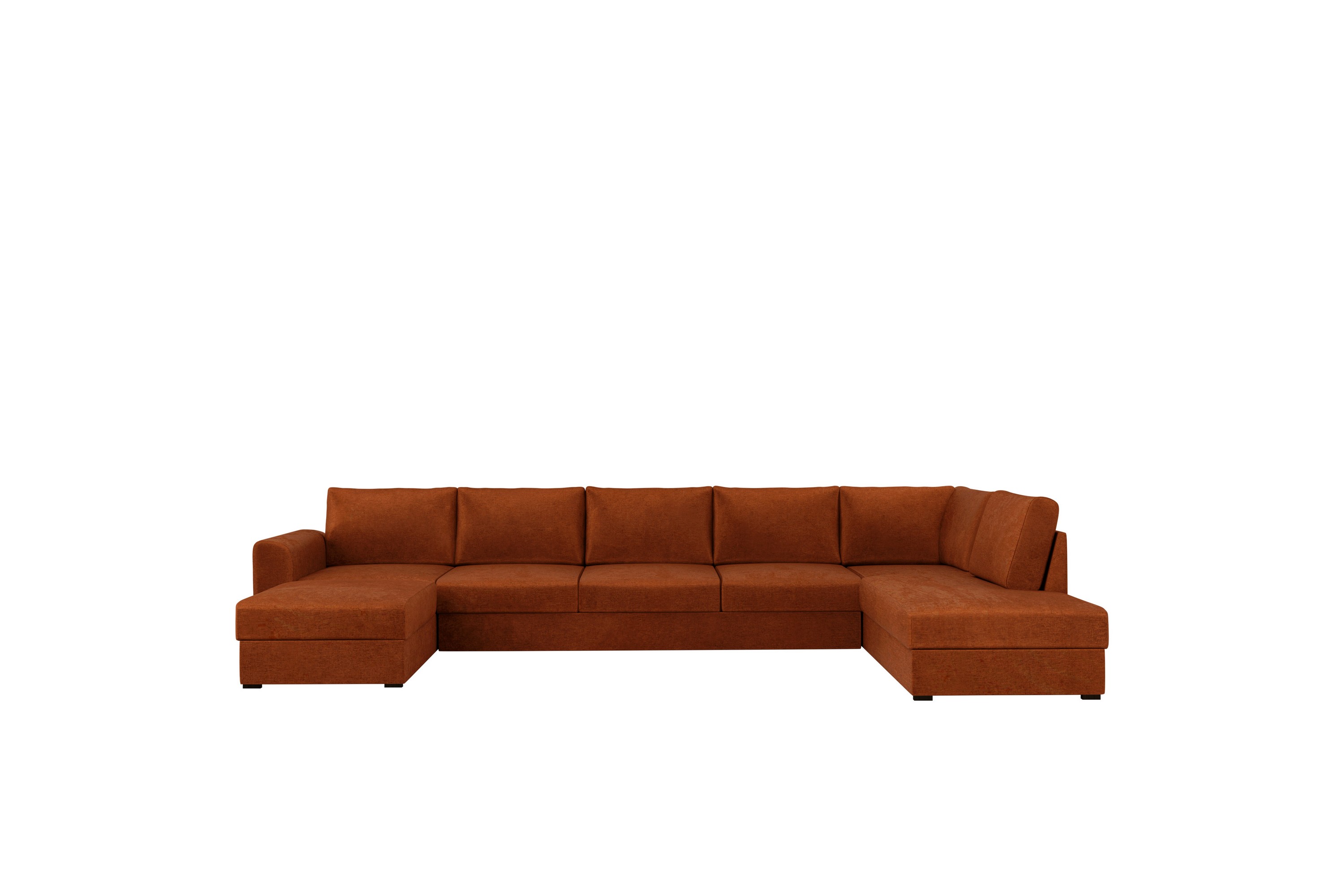 taberk bäddsoffa med divan och schäslong 5-sits i chenille - orange