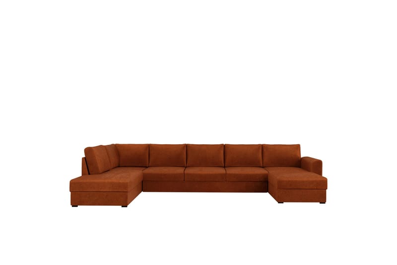 Taberk Bäddsoffa med Divan och Schäslong 5-sits i Chenille - Orange - Möbler - Vardagsrum - Bäddsoffor - U bäddsoffa