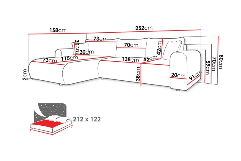 Tacon Bäddsoffa m. Divan 3-sits - Vit - Möbler - Vardagsrum - Bäddsoffor