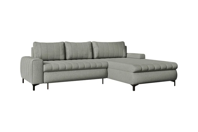 Talby 3-sits Höger Bäddsoffa 135x255 cm med Förvaring i Tyg, Grå