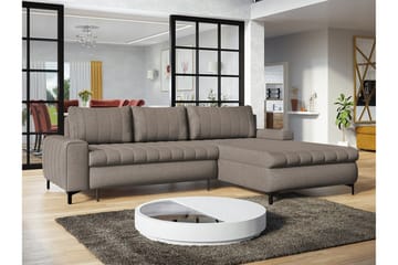 Talby 3-sits Höger Bäddsoffa 135x255 cm med Förvaring i Tyg - Gråbeige - Möbler - Vardagsrum - Bäddsoffor