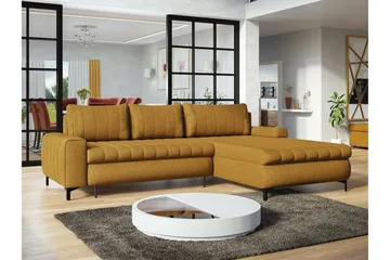 Talby 3-sits Höger Bäddsoffa 135x255 cm med Förvaring i Tyg - Gul - Möbler - Vardagsrum - Bäddsoffor