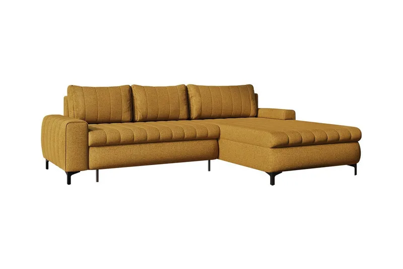 Talby 3-sits Höger Bäddsoffa 135x255 cm med Förvaring i Tyg, Gul