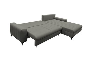 Talby 3-sits Höger Bäddsoffa med Förvaring och Vertikala Sömmar i Tyg - Beige - Möbler - Vardagsrum - Bäddsoffor
