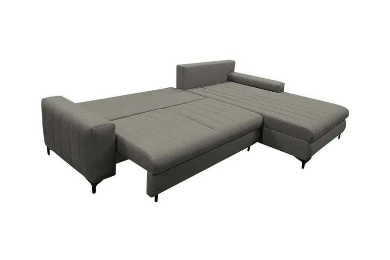 Talby 3-sits Höger Bäddsoffa med Förvaring och Vertikala Sömmar i Tyg - Beige - Möbler - Vardagsrum - Bäddsoffor