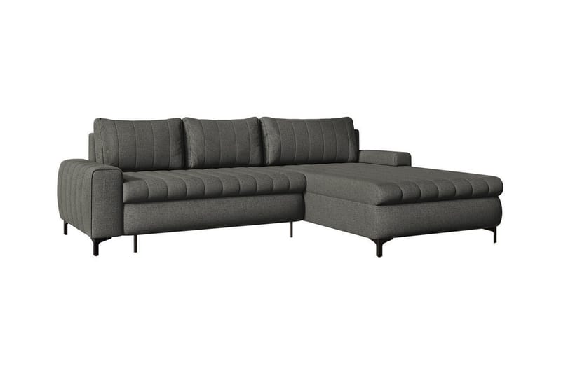 Talby 3-sits Höger L-formad Hörnbäddsoffa 135x255 cm med Förvaring i Tyg, Grå