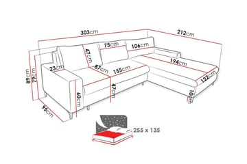 Talby 3-sits Hörnbäddsoffa Mörkgrå - Möbler - Vardagsrum - Bäddsoffor - Hörnbäddsoffa