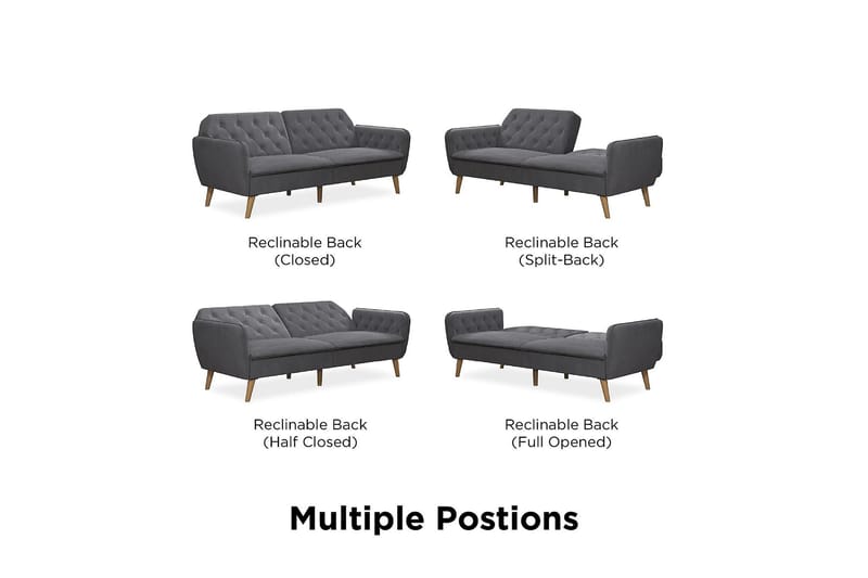 TALLULAH 2-sits Bäddsoffa Grå - Novogratz - Möbler - Vardagsrum - Bäddsoffor - 2-sits bäddsoffa