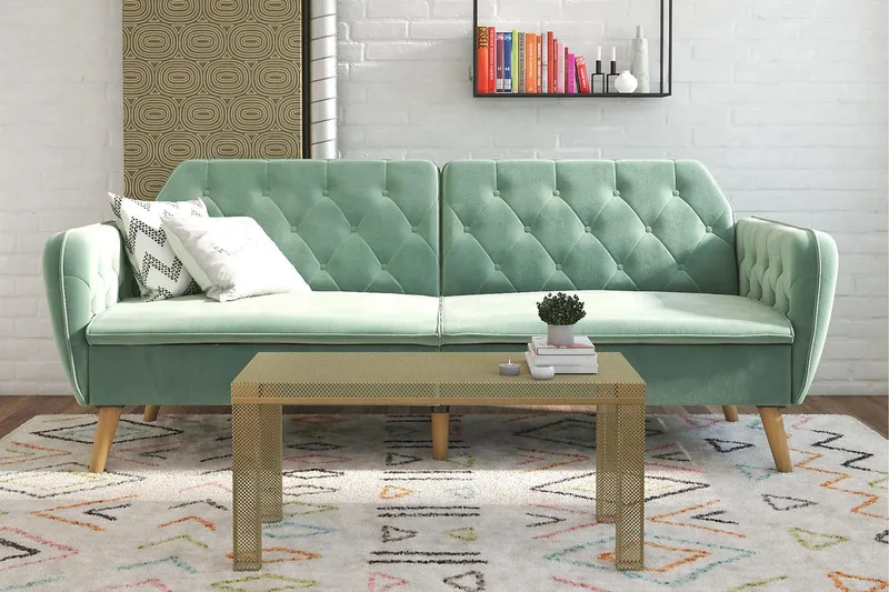 Tallulah 2-sits Bäddsoffa Sammet/Ljusgrön - Novogratz - Möbler - Vardagsrum - Bäddsoffor - 2-sits bäddsoffa