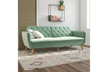 Tallulah 2-sits Bäddsoffa Sammet/Ljusgrön - Novogratz - Möbler - Vardagsrum - Bäddsoffor - 2-sits bäddsoffa