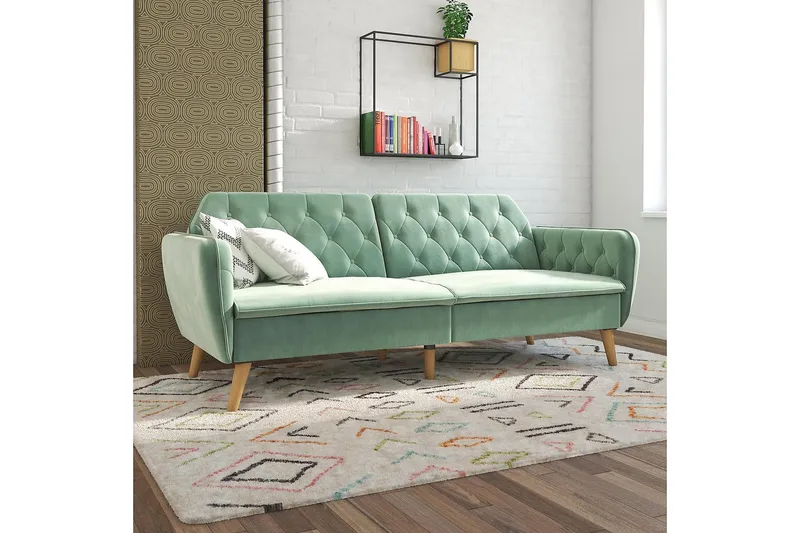 Tallulah 2-sits Bäddsoffa Sammet/Ljusgrön - Novogratz - Möbler - Vardagsrum - Bäddsoffor - 2-sits bäddsoffa