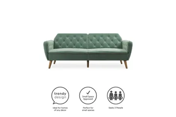 Tallulah 2-sits Bäddsoffa Sammet/Ljusgrön - Novogratz - Möbler - Vardagsrum - Bäddsoffor - 2-sits bäddsoffa