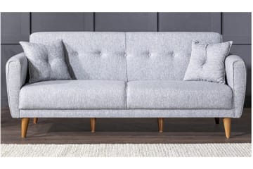 Tamatha 3-sits Bäddsoffa med Divan i Tyg med Träben - Grå - Möbler - Vardagsrum - Bäddsoffor