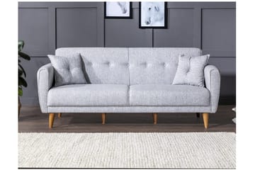 Tamatha 3-sits Bäddsoffa med Divan i Tyg med Träben - Grå - Möbler - Vardagsrum - Bäddsoffor