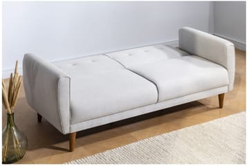 Tamatha 3-sits Bäddsoffa med Divan i Tyg med Träben - Ljusgrå - Möbler - Vardagsrum - Bäddsoffor