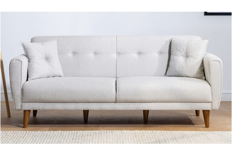Tamatha 3-sits Bäddsoffa med Divan i Tyg med Träben - Ljusgrå - Möbler - Vardagsrum - Bäddsoffor