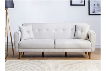 Tamatha 3-sits Bäddsoffa med Divan i Tyg med Träben - Ljusgrå - Möbler - Vardagsrum - Bäddsoffor