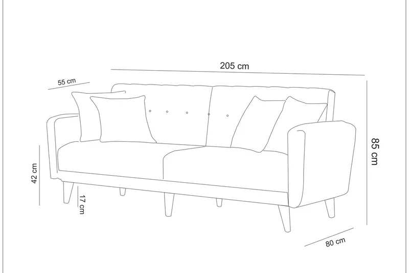 Tamatha Bäddsoffa 3-sits - Grå - Möbler - Vardagsrum - Bäddsoffor