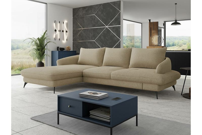 Telford 3-sits Hörnbäddsoffa Beige Creme - Möbler - Vardagsrum - Bäddsoffor - Hörnbäddsoffa