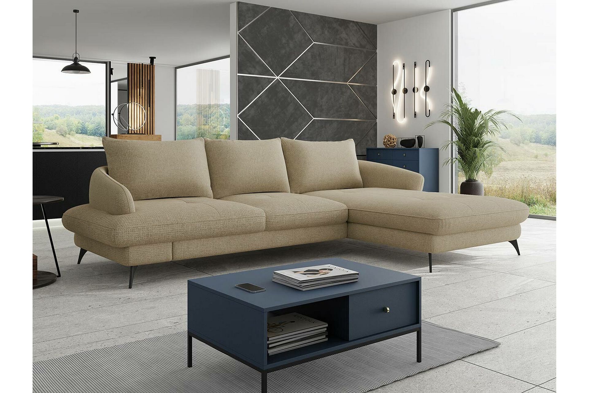 Telford 3-sits Hörnbäddsoffa Beige - Möbler - Vardagsrum - Bäddsoffor - Hörnbäddsoffa