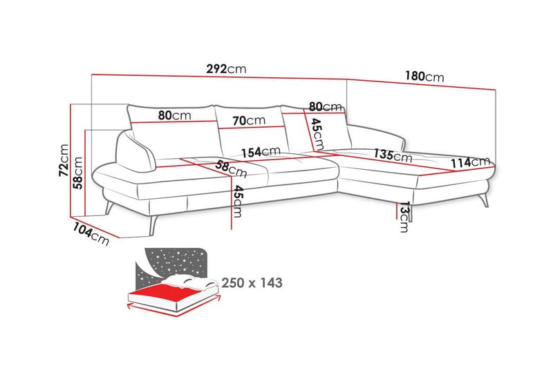 Telford 3-sits Hörnbäddsoffa Ljusgrå - Möbler - Vardagsrum - Bäddsoffor - Hörnbäddsoffa