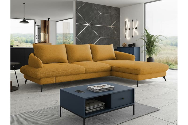 Telford 3-sits Hörnbäddsoffa Mörkgul - Möbler - Vardagsrum - Bäddsoffor - Hörnbäddsoffa