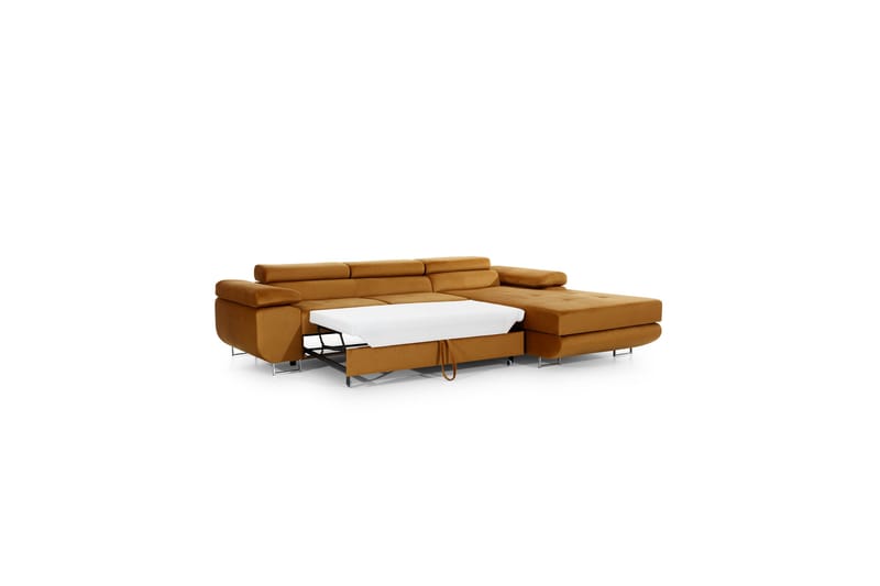 TERRENCE Bäddsoffa med Divan Höger Beige/Brun - 4-sits bäddsoffa - Bäddsoffor