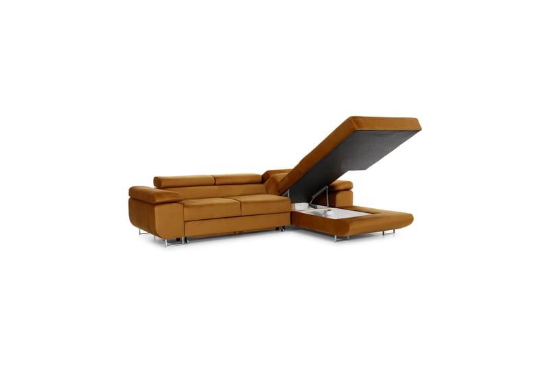 TERRENCE Bäddsoffa med Divan Höger Gul - Möbler - Vardagsrum - Bäddsoffor - 4-sits bäddsoffa