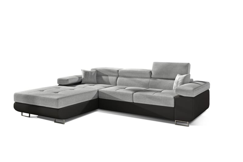 TERRENCE Bäddsoffa med Divan Vänster Grå/Svart - Möbler - Vardagsrum - Bäddsoffor - 4-sits bäddsoffa