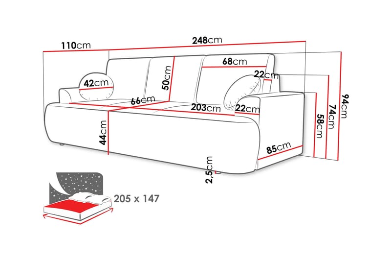 Terros Bäddsoffa 3-sits - Brun - Möbler - Vardagsrum - Bäddsoffor