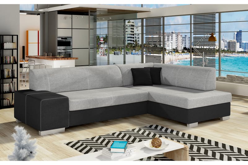 Tietaz Bäddsoffa med Divan - Grå/Svart - Möbler - Vardagsrum - Bäddsoffor