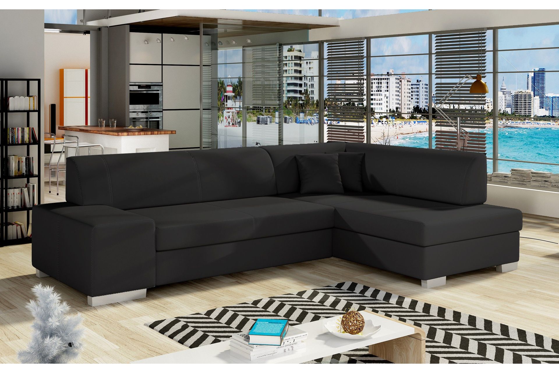 Tietaz B&auml;ddsoffa med Divan - Svart