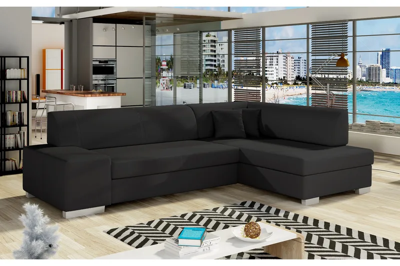 Tietaz Bäddsoffa med Divan - Svart - Möbler - Vardagsrum - Bäddsoffor