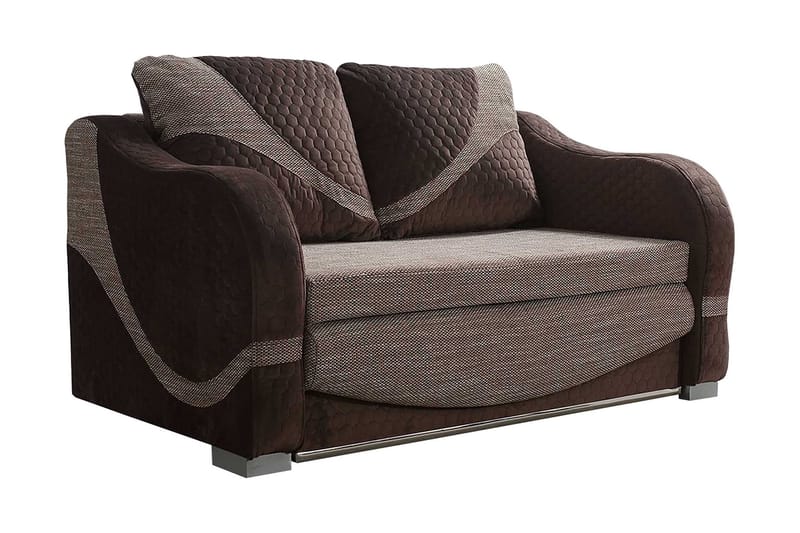 Tina 2-sits Framåtbäddad Bäddsoffa 117x193 cm med Förvaring i Tyg, Brun