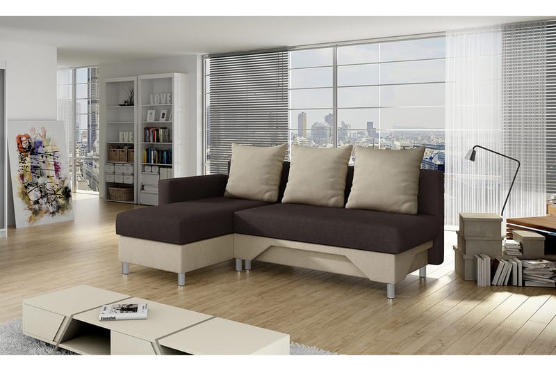 TOM Divanbäddsoffa 215x133x72 cm - Beige/Brun/Vit - Möbler - Vardagsrum - Bäddsoffor