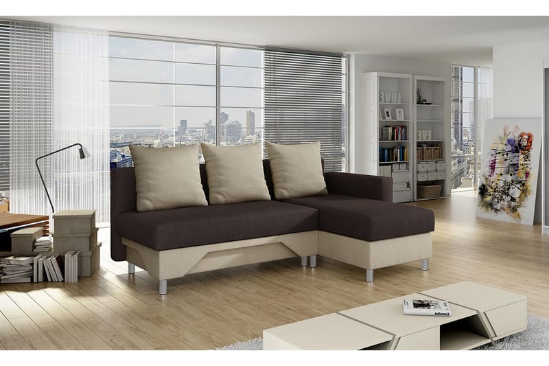 TOM Divanbäddsoffa 215x133x72 cm - Brun/Vit - Möbler - Vardagsrum - Bäddsoffor