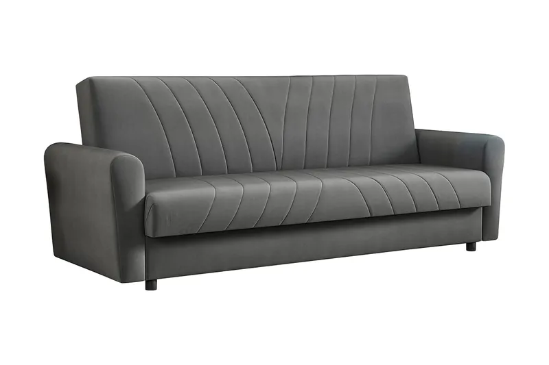 Torskudden Längsbäddad Bäddsoffa 115x190 cm med Förvaring i Tyg, Grå