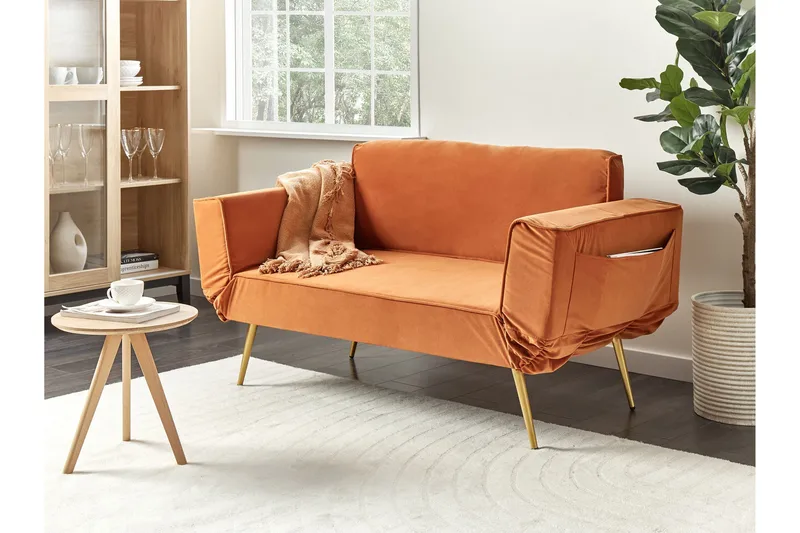 Touya Bäddsoffa 2-sits - Guld/Orange - Möbler - Vardagsrum - Bäddsoffor