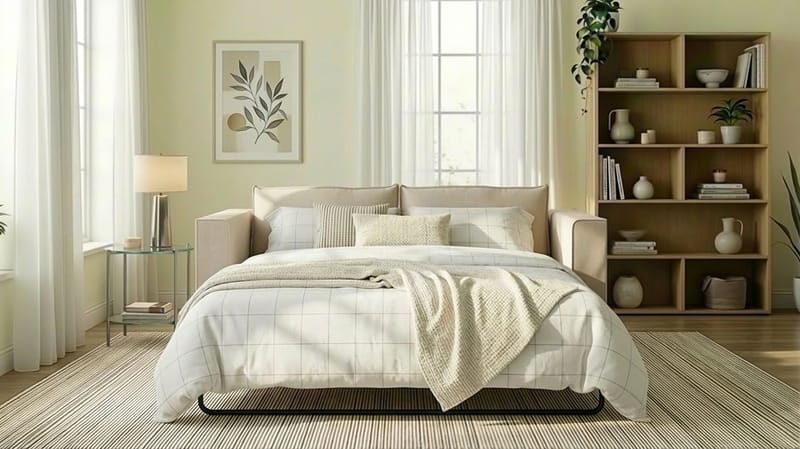 Travstad 3-sits Bäddsoffa i Chenille - Beige - Möbler - Vardagsrum - Bäddsoffor - 3-sits bäddsoffa