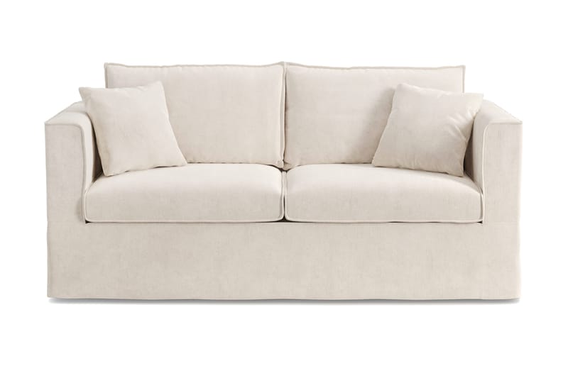 Travstad 3-sits Bäddsoffa med HVILA Bäddmadrass 140x200 cm Latex med Tvättbar klädsel - Beige/Vit - Möbler - Vardagsrum - Bäddsoffor - 3-sits bäddsoffa