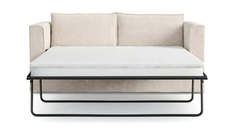 Travstad 3-sits Bäddsoffa med HVILA Bäddmadrass 140x200 cm Latex med Tvättbar klädsel - Beige/Vit - Möbler - Vardagsrum - Bäddsoffor - 3-sits bäddsoffa