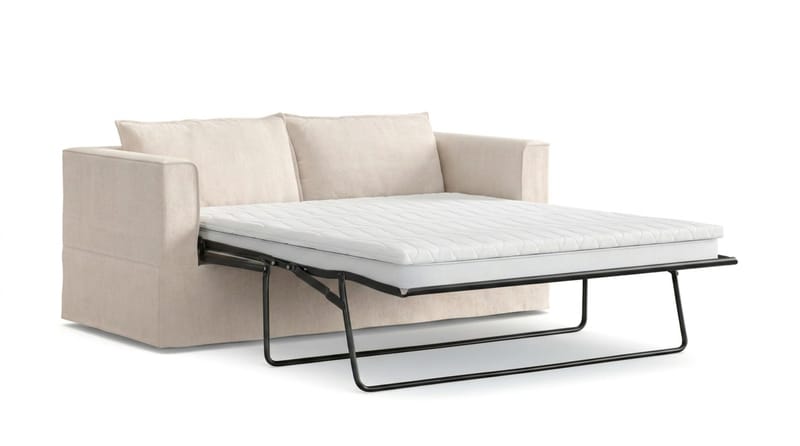 Travstad 3-sits Bäddsoffa med HVILA Bäddmadrass 140x200 cm Latex med Tvättbar klädsel - Beige/Vit - Möbler - Vardagsrum - Bäddsoffor - 3-sits bäddsoffa
